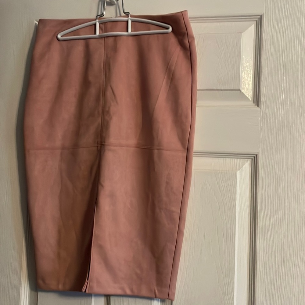 Suede Knee Length Skirt